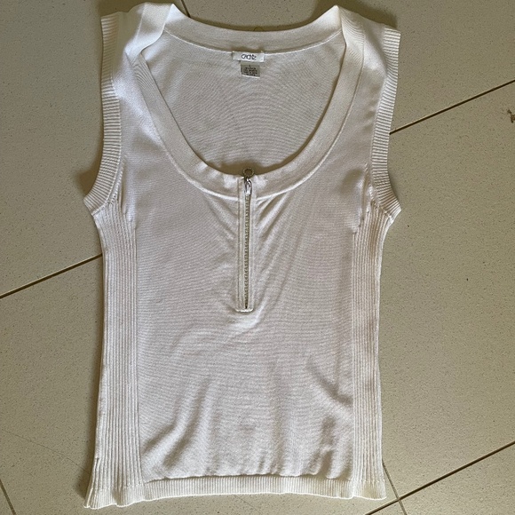 Cache White Top With Zipper Rhinestone L - Picture 1 of 5